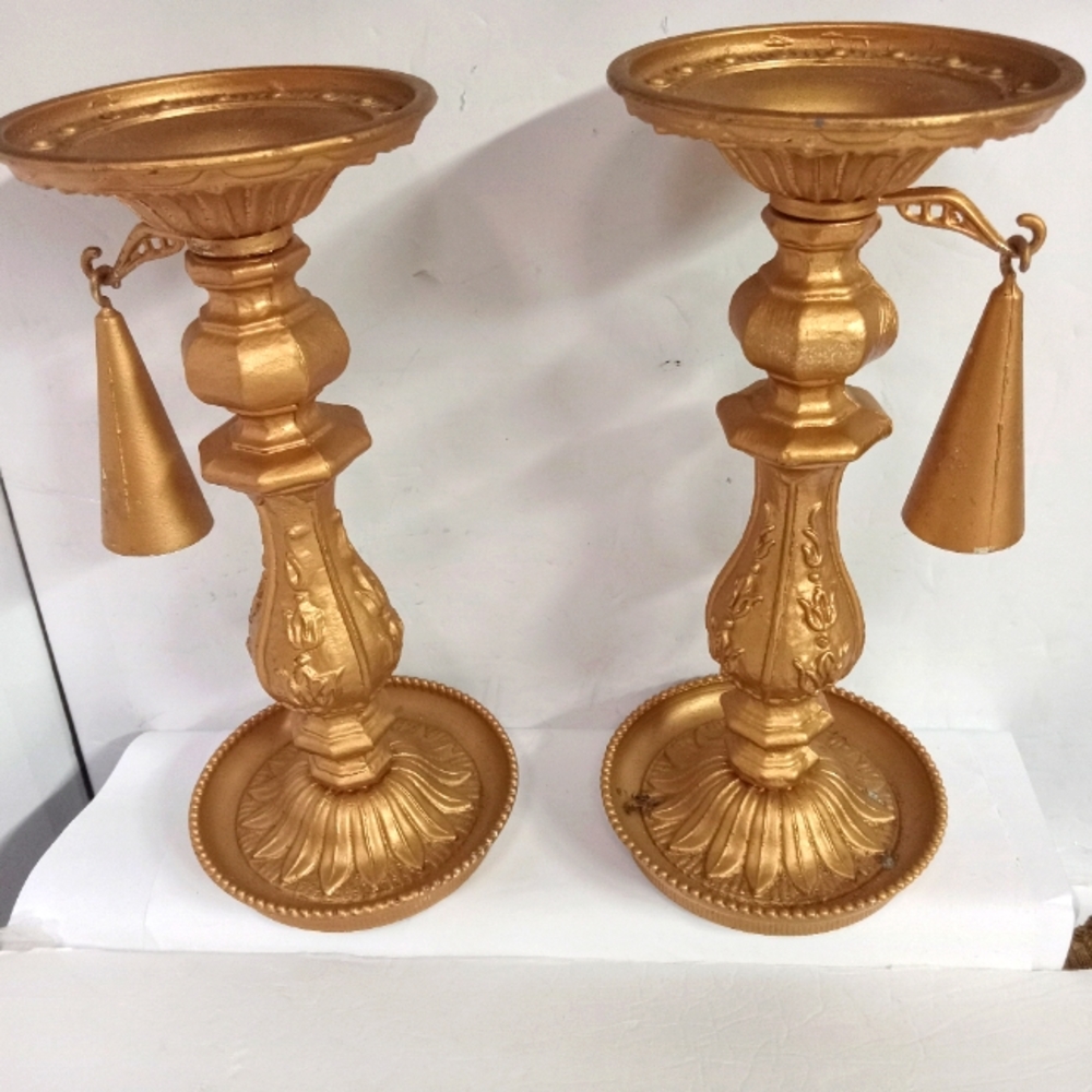 2-Pair Villy Vintage Candle Holders W/Snuffles Metal